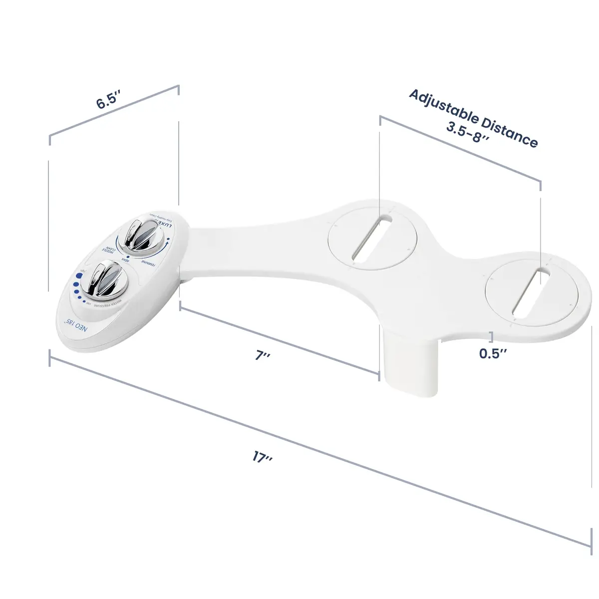 LUXE Bidet NEO 185 Bidet Attachment for Toilet Seat | Dual Nozzle, Non-Electric, White - view 8