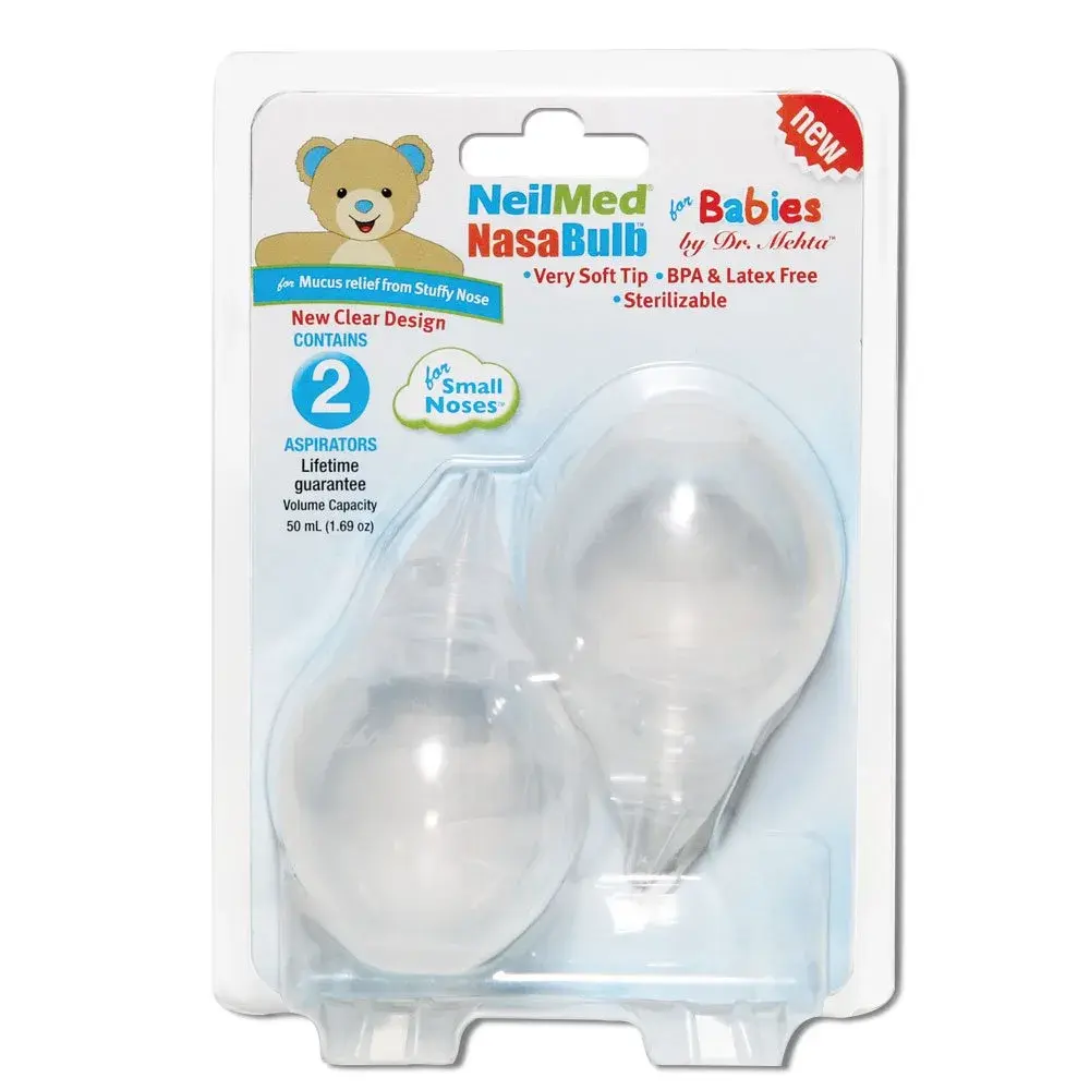 NeilMed NasaBulb Nasal Aspirator 2 Count (50ml) | Gentle Mucus Removal for Newborns - main product image