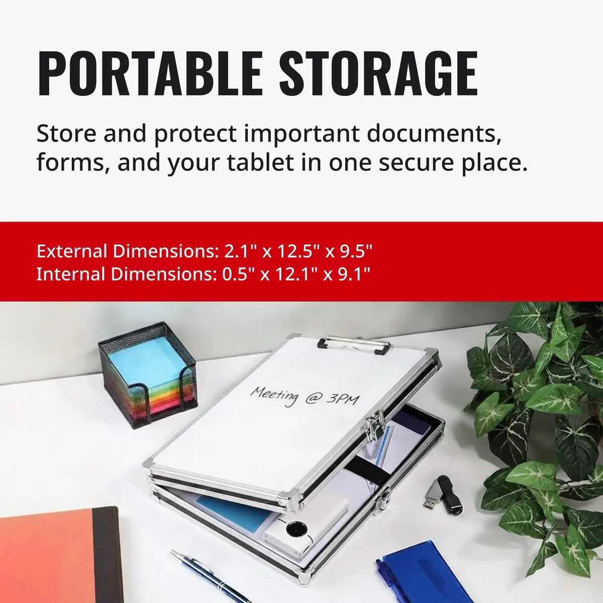 Vaultz Locking Storage Clipboard with Key Lock, Black | Secure Office & Field Organizer - view 5