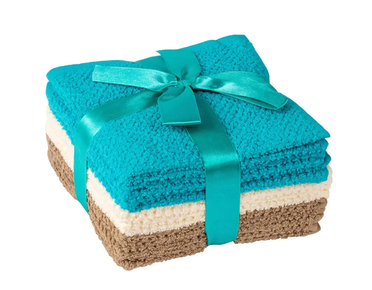 Living Fashions Washcloths Set of 8 | Popcorn Weave, 12"x12" | Absorbent 100% Ring Spun Cotton - main product image
