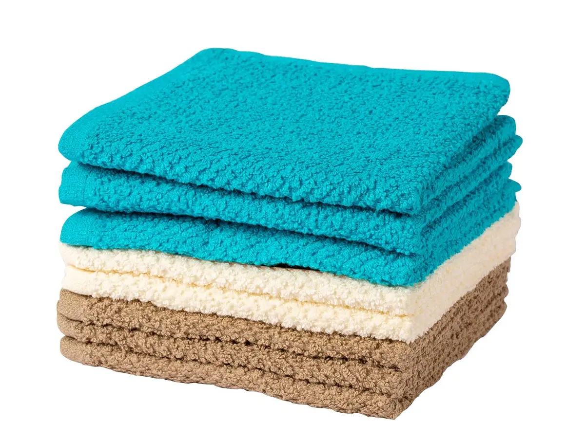 Living Fashions Washcloths Set of 8 | Popcorn Weave, 12"x12" | Absorbent 100% Ring Spun Cotton - view 7