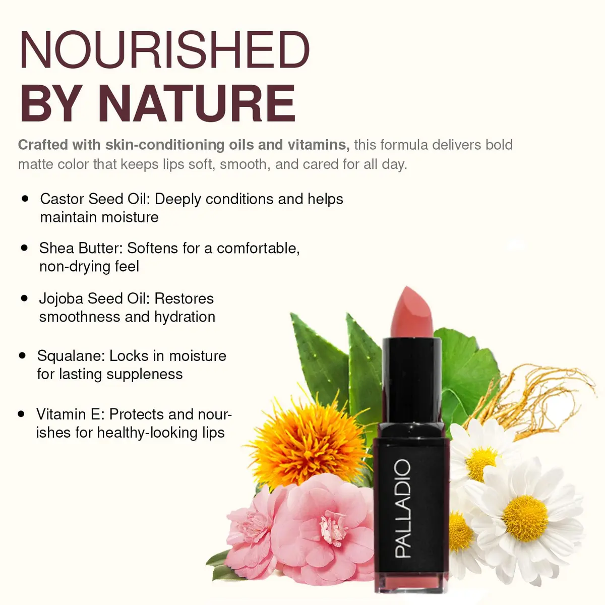 Palladio Herbal Matte Lipstick, Creamy & Long Lasting, Red Carpet | Vegan, Hydrating, Full Coverage - view 5