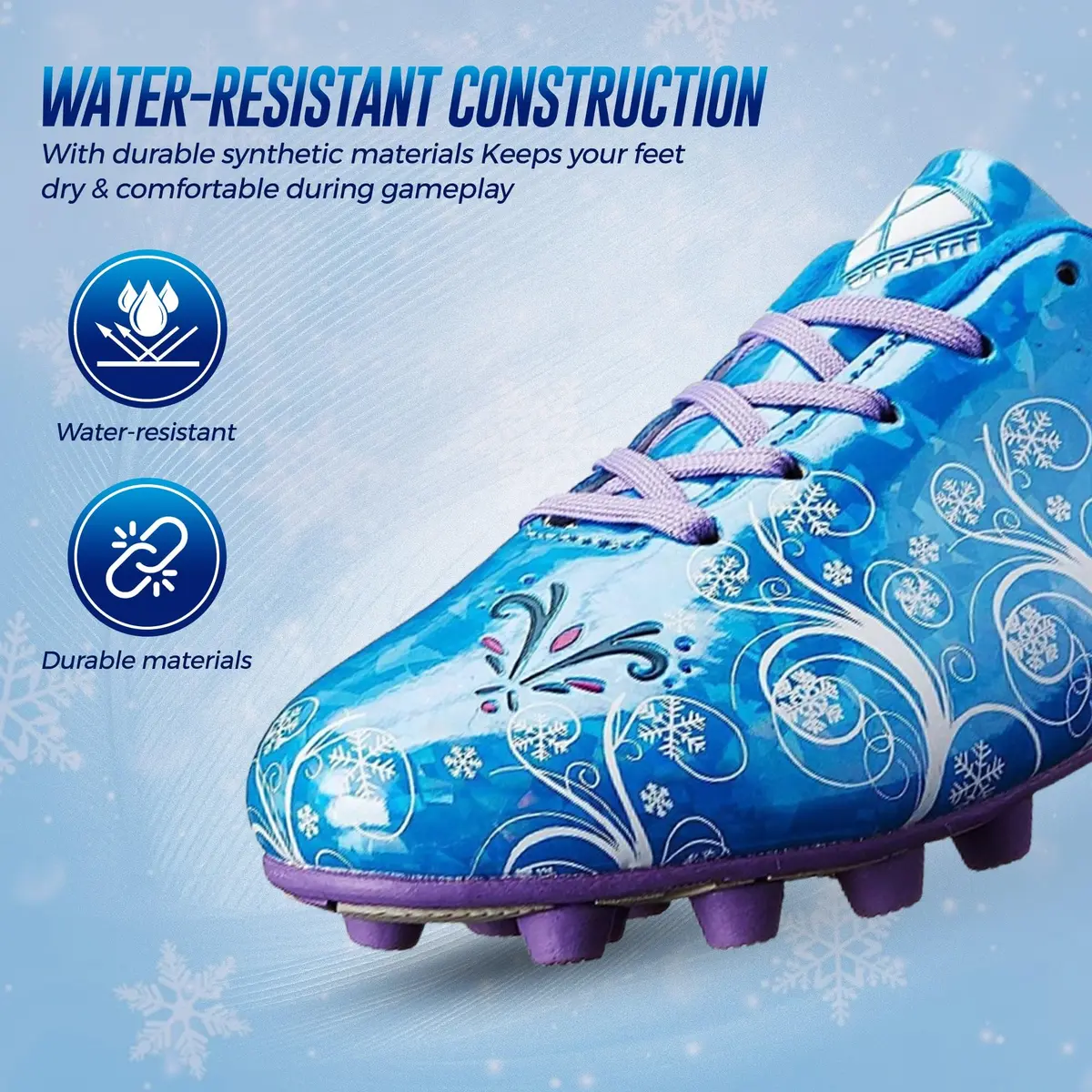 Vizari Frost Firm Ground Soccer Shoes for Youth | Graphic Football Shoes for Kids with Comfort & Padded Linings | Durable Cleats for Boys & Girls Perfect for Outdoor Play Blue/Purple - view 5