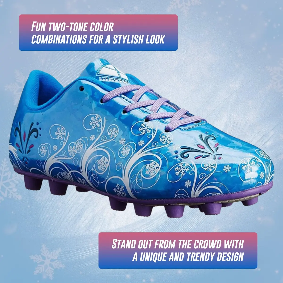 Vizari Frost Firm Ground Soccer Shoes for Youth | Graphic Football Shoes for Kids with Comfort & Padded Linings | Durable Cleats for Boys & Girls Perfect for Outdoor Play Blue/Purple - view 3