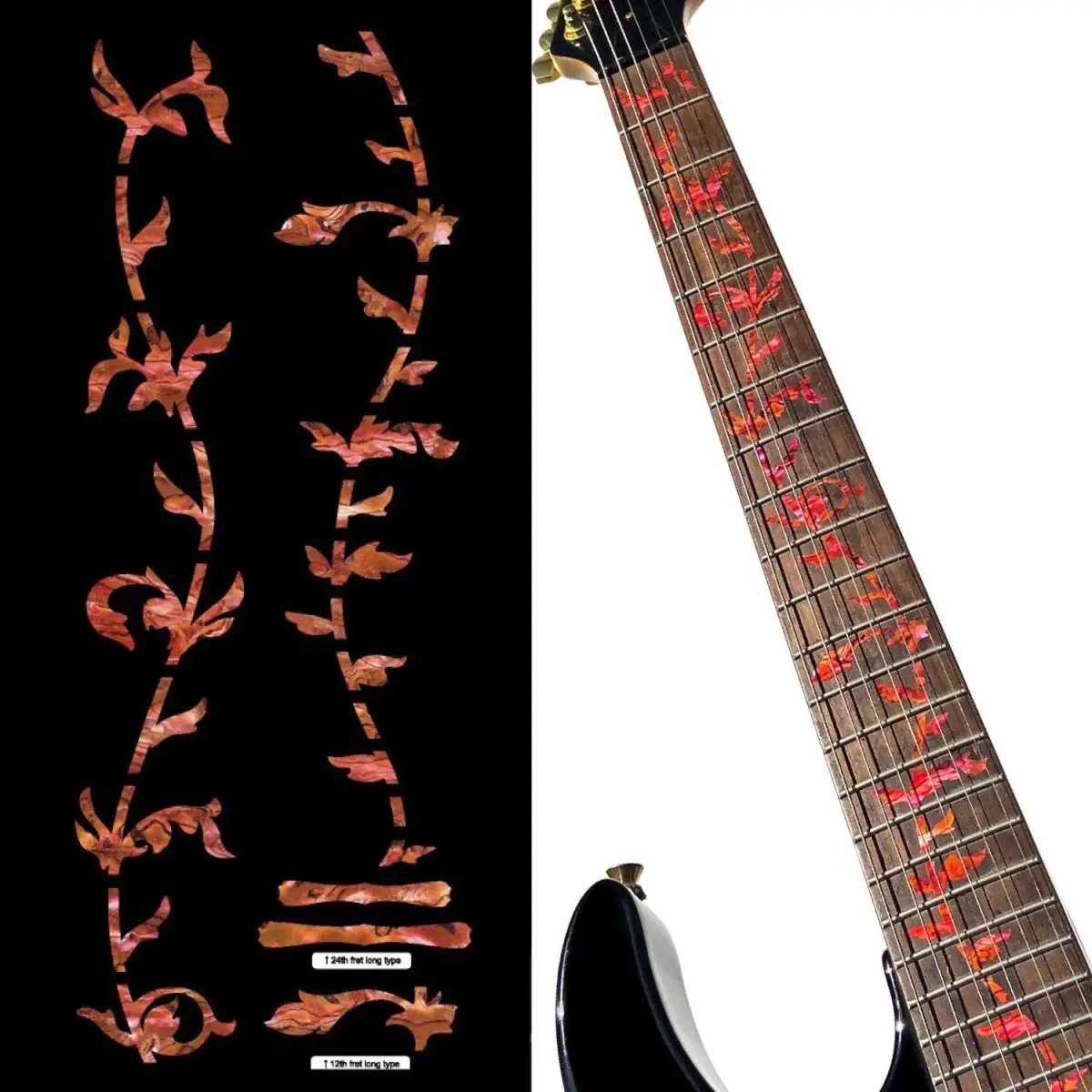 Inlaystickers Tree of Life Fret Markers for Guitars - Abalone Red | Real Inlay Look - main product image