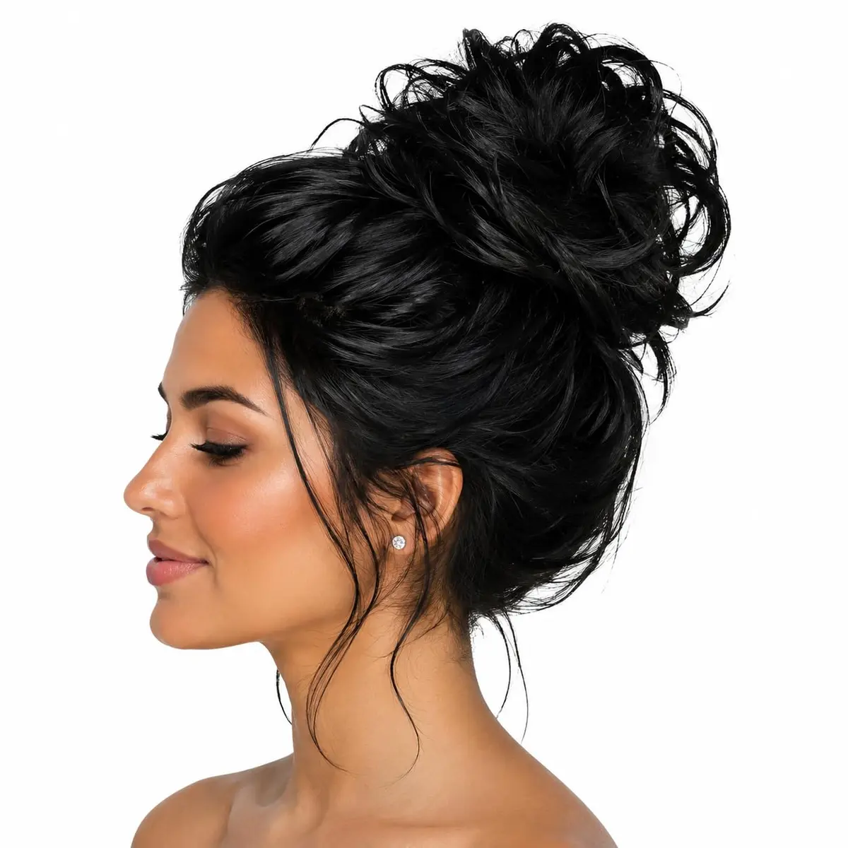 CAISHA Small Scrunchie Bun Chignon Messy Updo Hair Black G1C | Heat-Resistant Synthetic Fiber - main product image