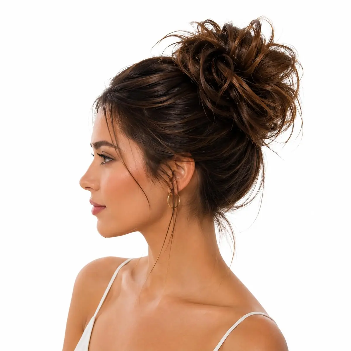 CAISHA Small Scrunchie Bun Chignon Messy Updo Hair Brown Mix G15C | Heat-Resistant Synthetic Hairpiece - main product image