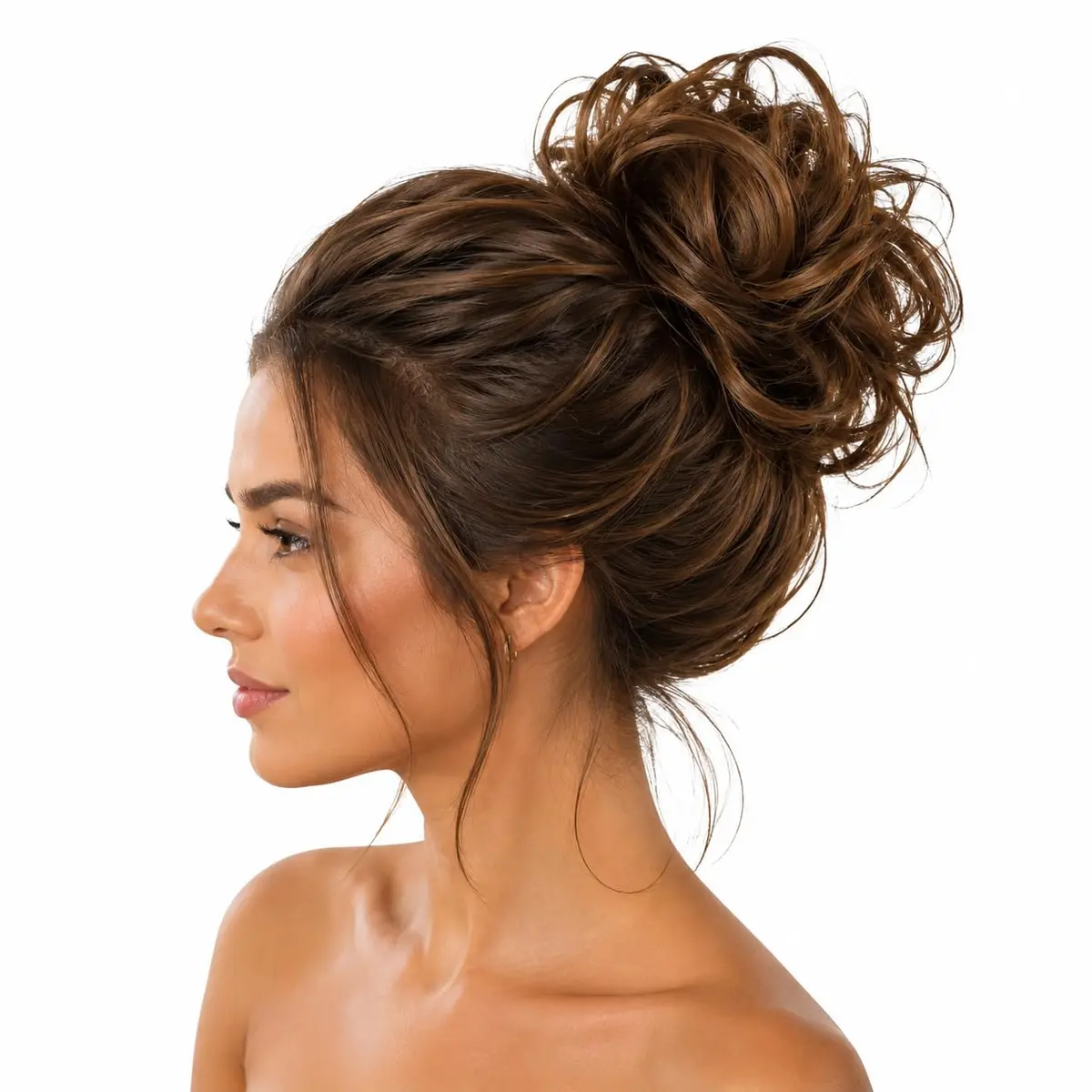 CAISHA Small Scrunchie Bun Chignon Messy Updo Hair Brunette G3C | Heat-Resistant Synthetic Fiber - main product image