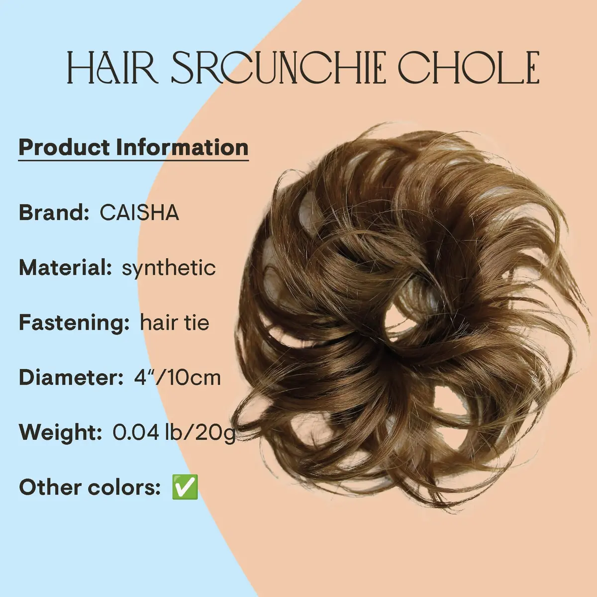CAISHA Small Scrunchie Bun Chignon Messy Updo Hair Brunette G3C | Heat-Resistant Synthetic Fiber - view 2