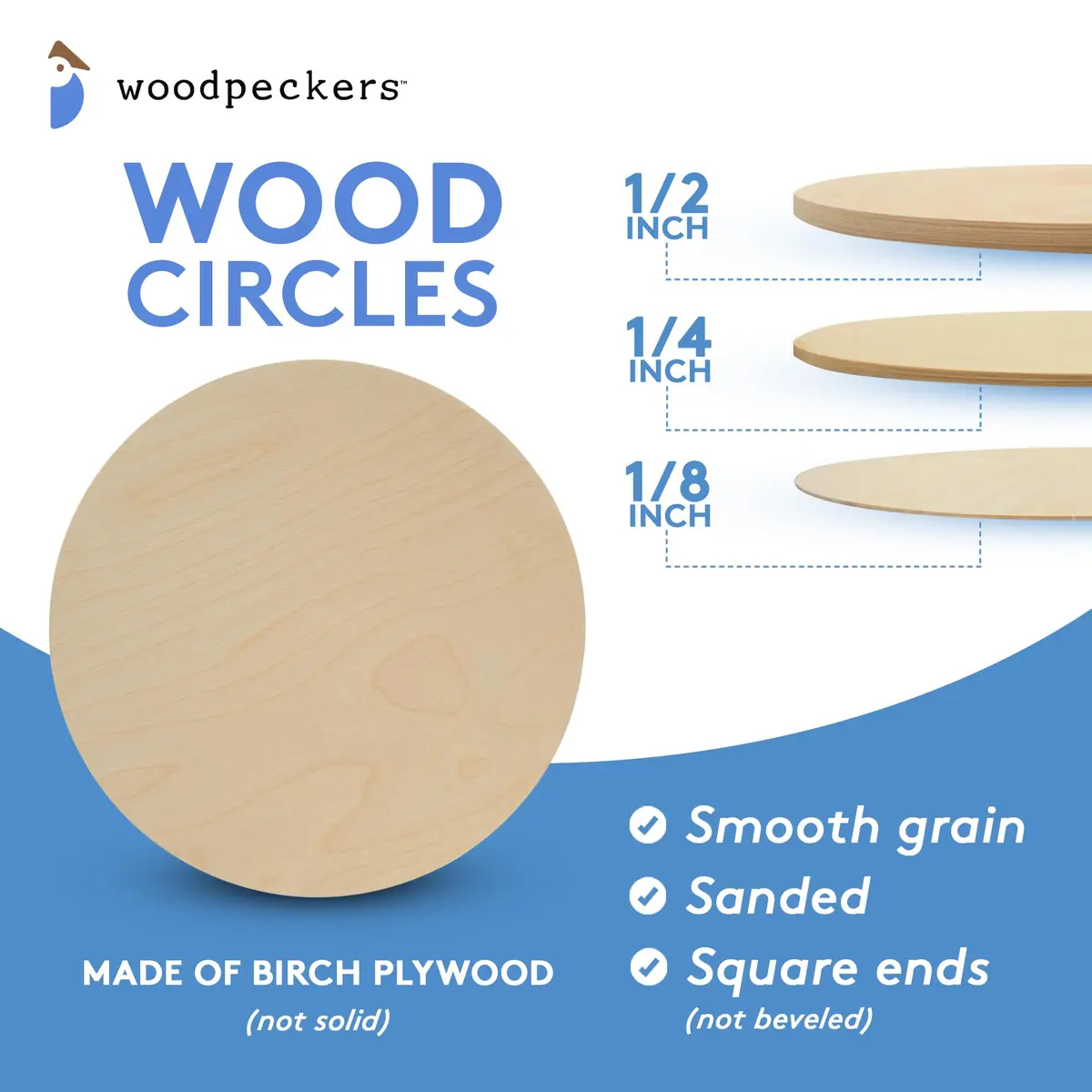 Woodpeckers 10 inch Unfinished Birch Plywood Circles | 1/8 Inch Thick Craft Discs - view 6