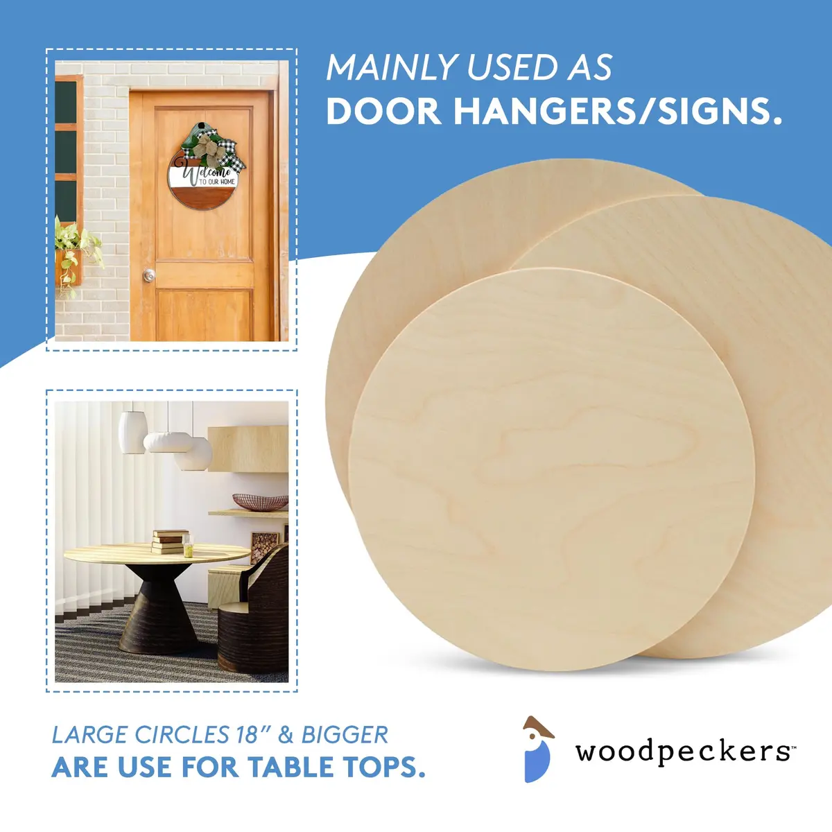 Woodpeckers 10 inch Unfinished Birch Plywood Circles | 1/8 Inch Thick Craft Discs - view 7