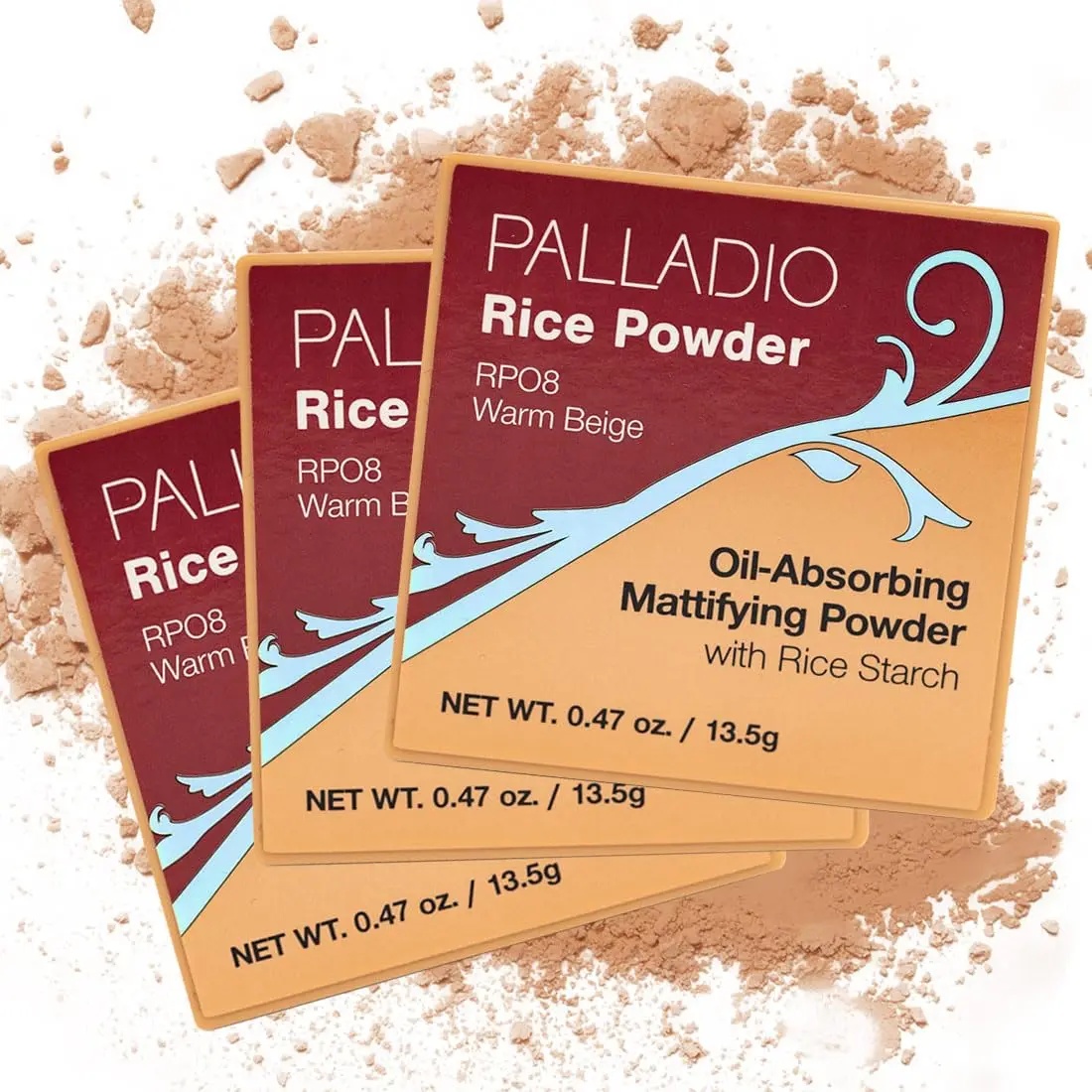 Palladio Rice Powder Loose Setting Powder Warm Beige Pack of 3 | Absorbs Oil & Sets Makeup - main product image