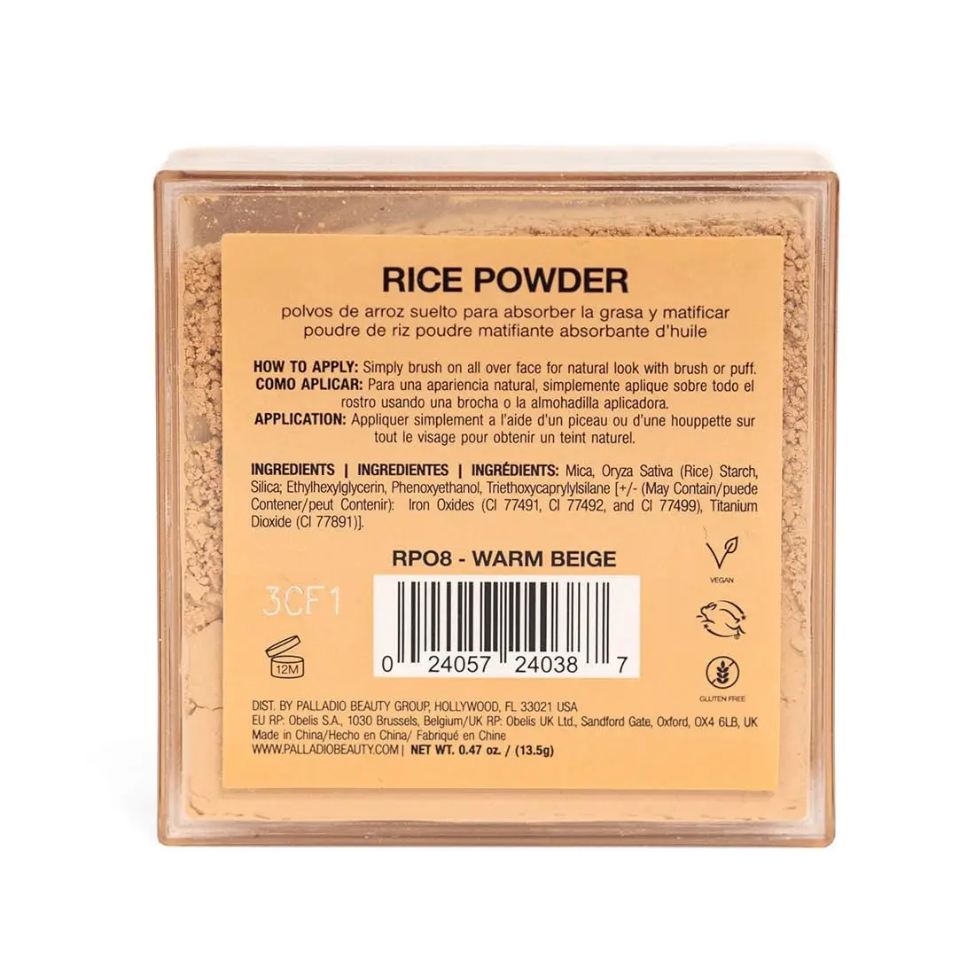 Palladio Rice Powder Loose Setting Powder Warm Beige Pack of 3 | Absorbs Oil & Sets Makeup - view 7