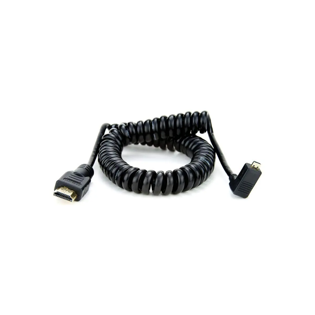 Atomos ATOMCAB013 L-Shaped Micro to Full HDMI Cable, Curled, 50cm (19.7 inches), 65cm (25.6 inches) Extension Compatible - main product image