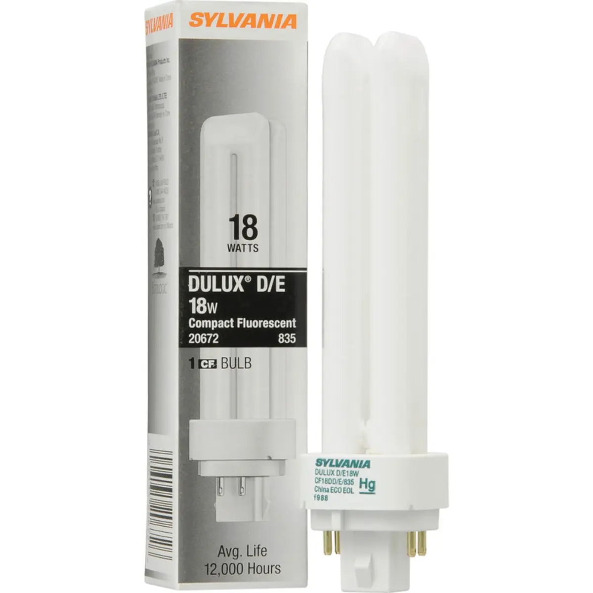 LEDVANCE Dulux D/E CFL 18W 4-Pin Bulb | Long Life, Dimmable, 3500K White - main product image