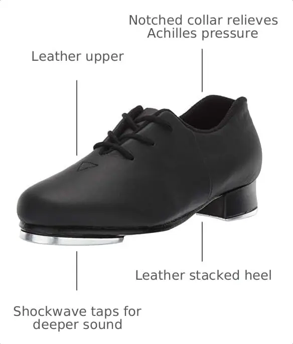 Bloch Audeo Jazz Tap Athletic Shoe for Girls | Leather, Black, 1 Medium US Little Kid - view 3
