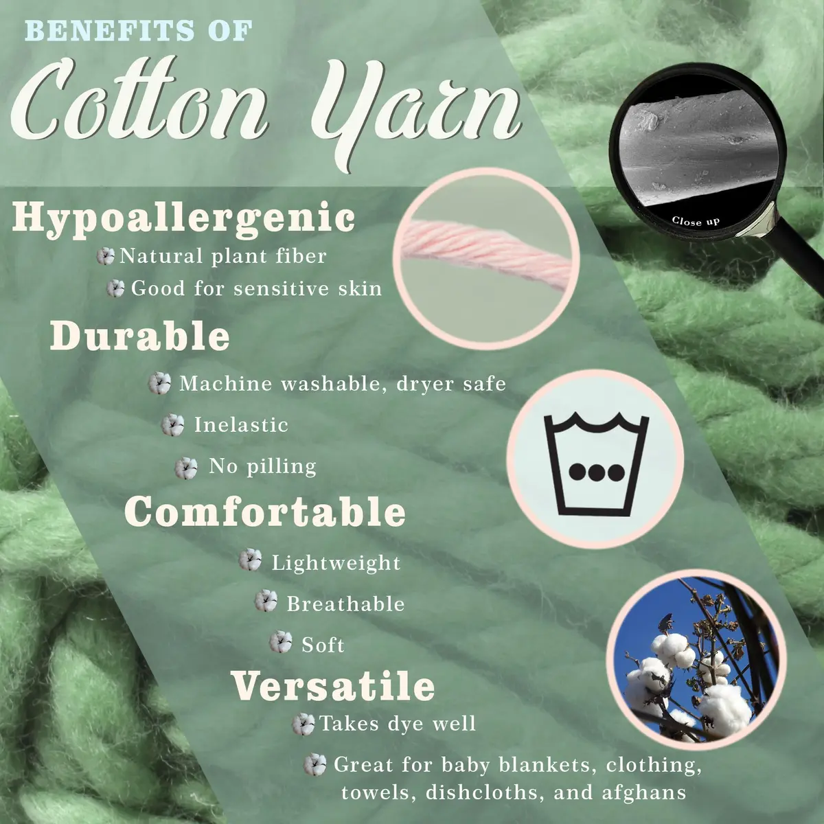 BambooMN JubileeYarn Cotton Select Yarn - Blueberry Pie | Sport Weight, 8 Skeins, Soft Cotton - view 6