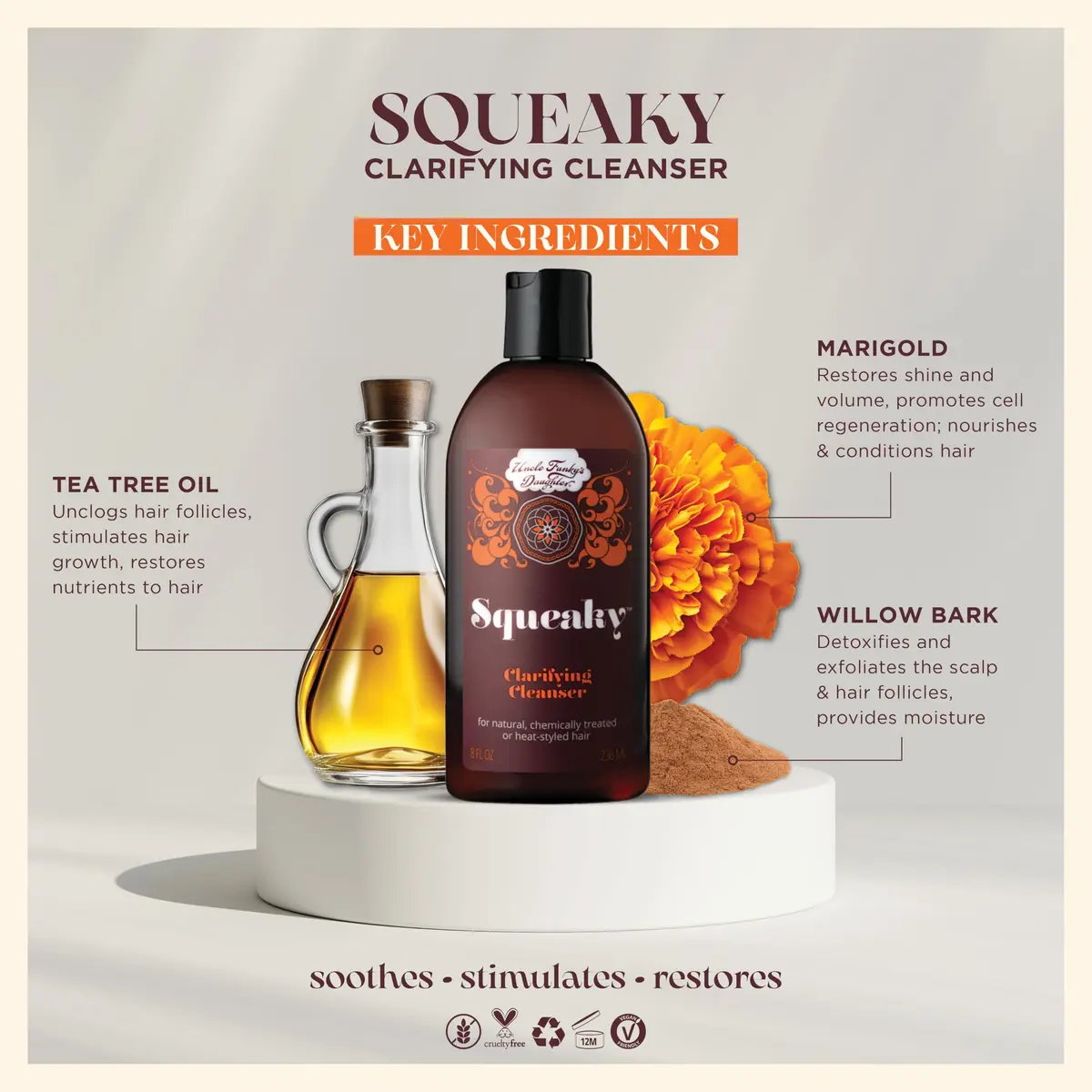 Uncle Funky's Daughter Squeaky Clarifying Cleanser 8 oz | Tea Tree & Willow Bark for Scalp Detox - view 3
