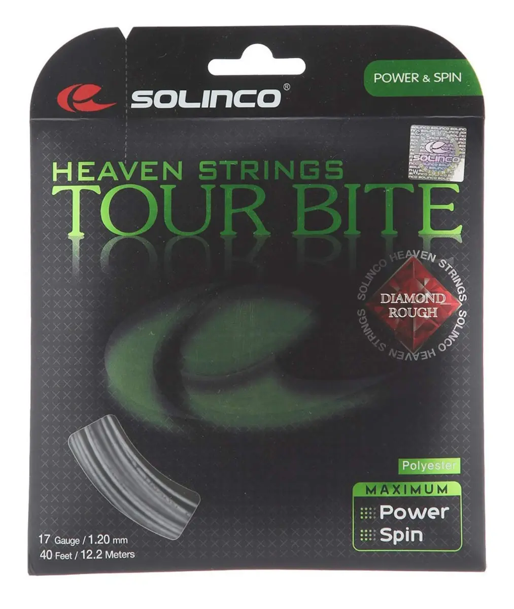 Solinco Tour Bite Diamond Rough Tennis String Set-17G-Silver | Spin & Precision for Tennis Players - main product image