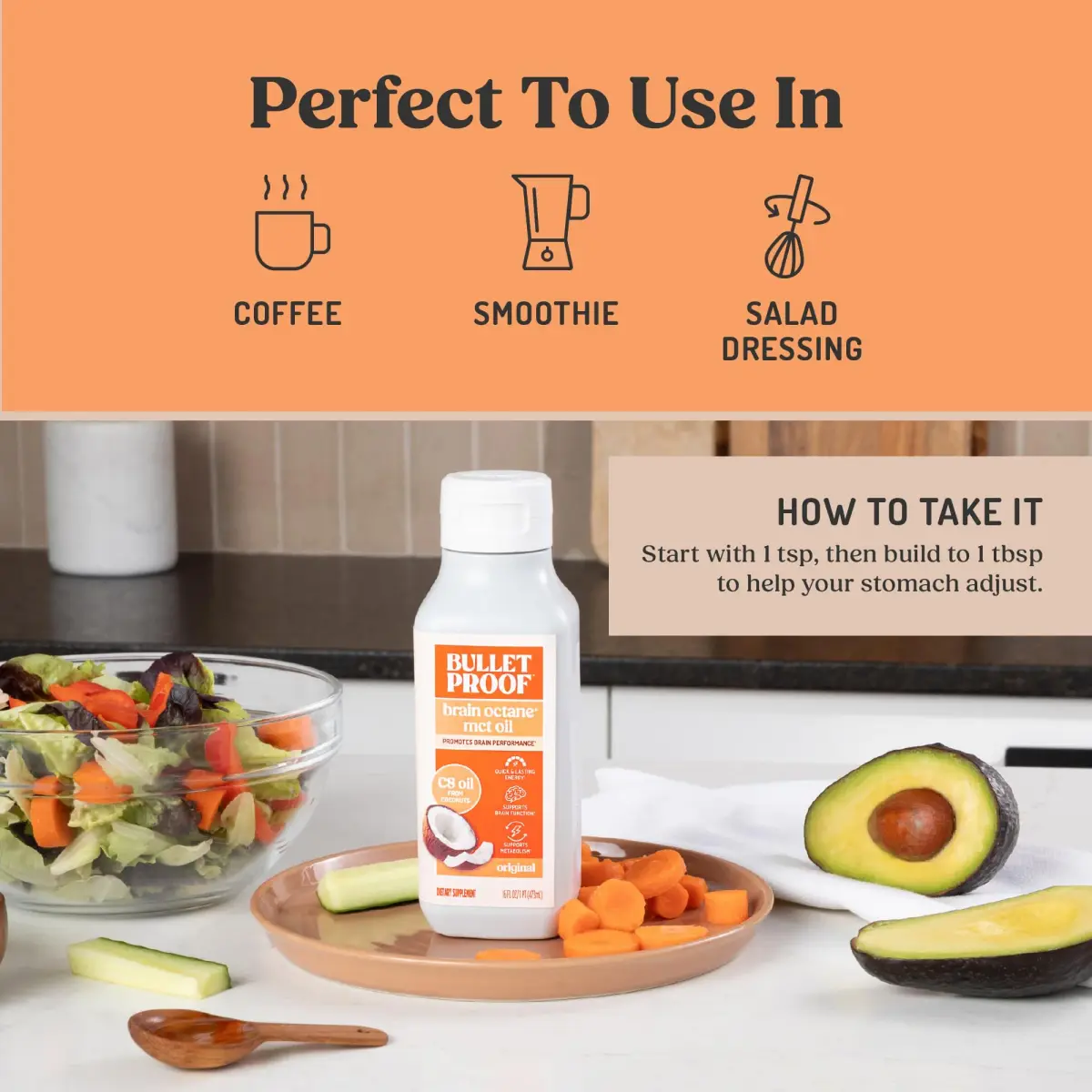 Bulletproof Brain Octane C8 MCT Oil 473ml (16 Fl Oz) | Triple-Distilled Keto Energy Supplement - view 4