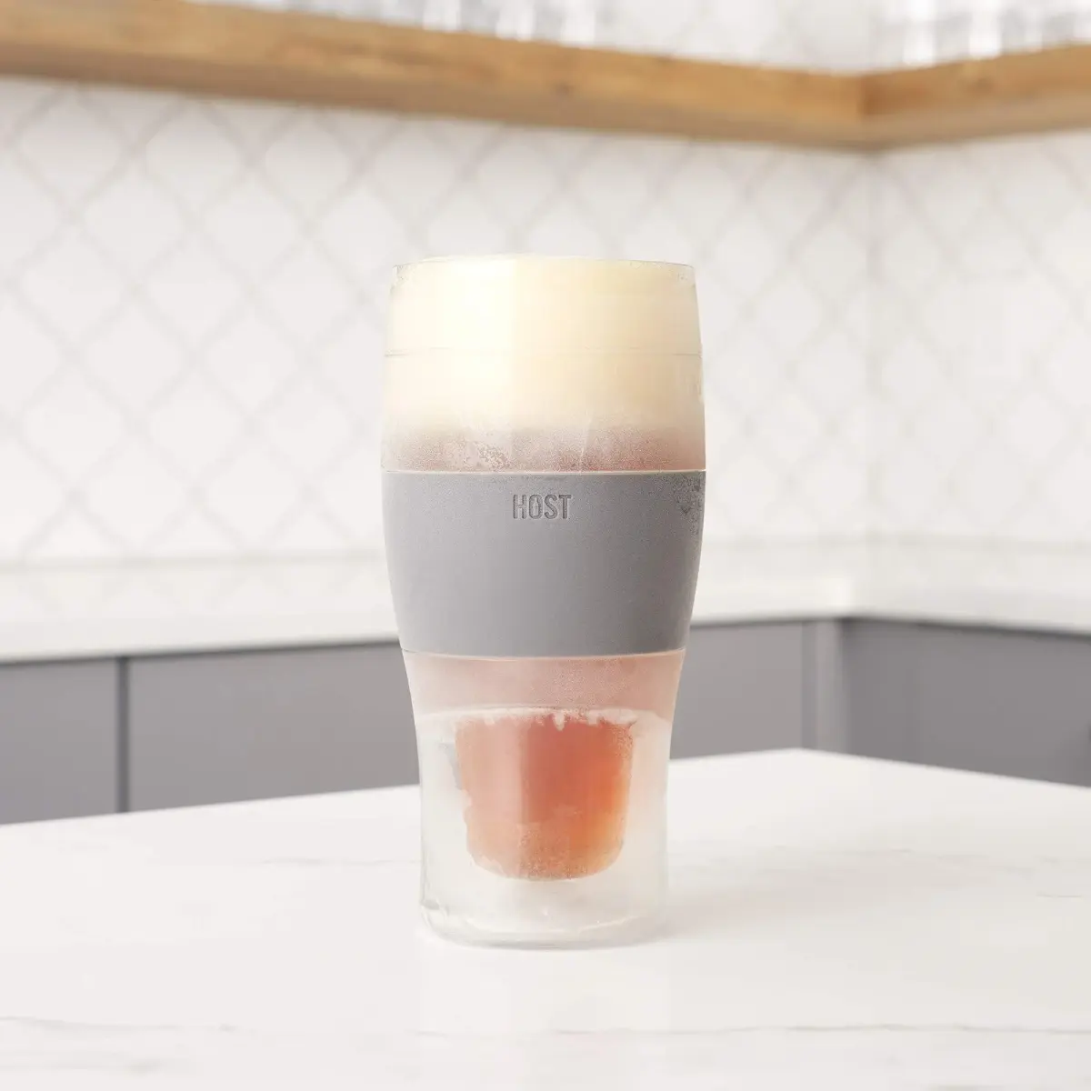 Host Freeze Beer Glasses, 16oz (473ml) Grey Pint Set | Keeps Beer Ice Cold for 2 Hours - view 8