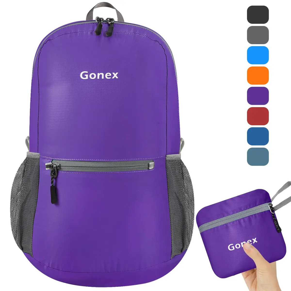 Gonex Packable Daypack Backpack 20L Lightweight Foldable Travel Bag | Water & Tear Resistant Nylon, Compact & Unfold Size 44x30x15cm - view 8