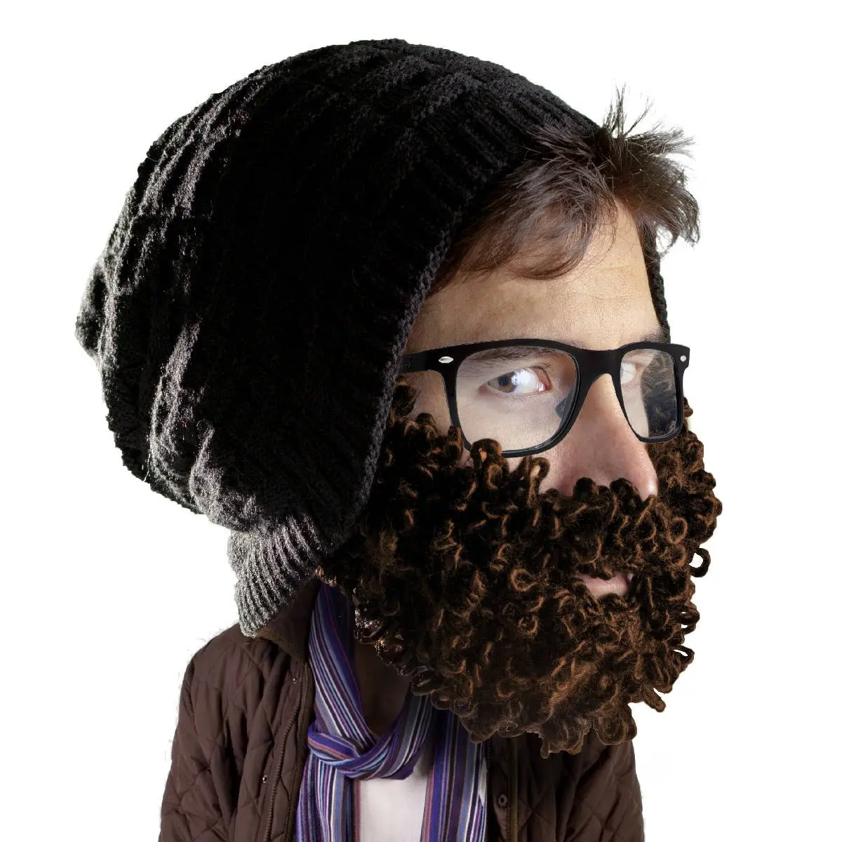 Beard Head Curly Atticus Beard Hat - Original Slouchy Beanie and Removable Beard | Warm, Funny & Functional - main product image