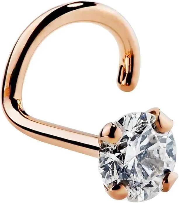 FreshTrends 18G 3mm Cubic Zirconia Nose Ring in 14K Gold | Secure Twist Screw, Made in USA - main product image