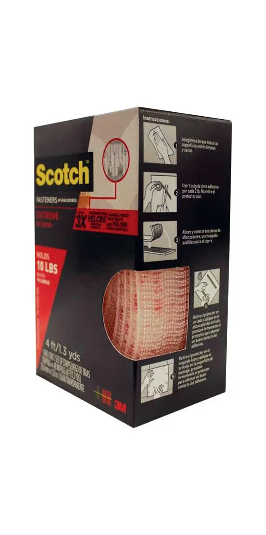 3M Scotch Extreme Fasteners Clear 1" x 48" (2-Pack) | Holds 10 lbs per set, Weather Resistant - view 4