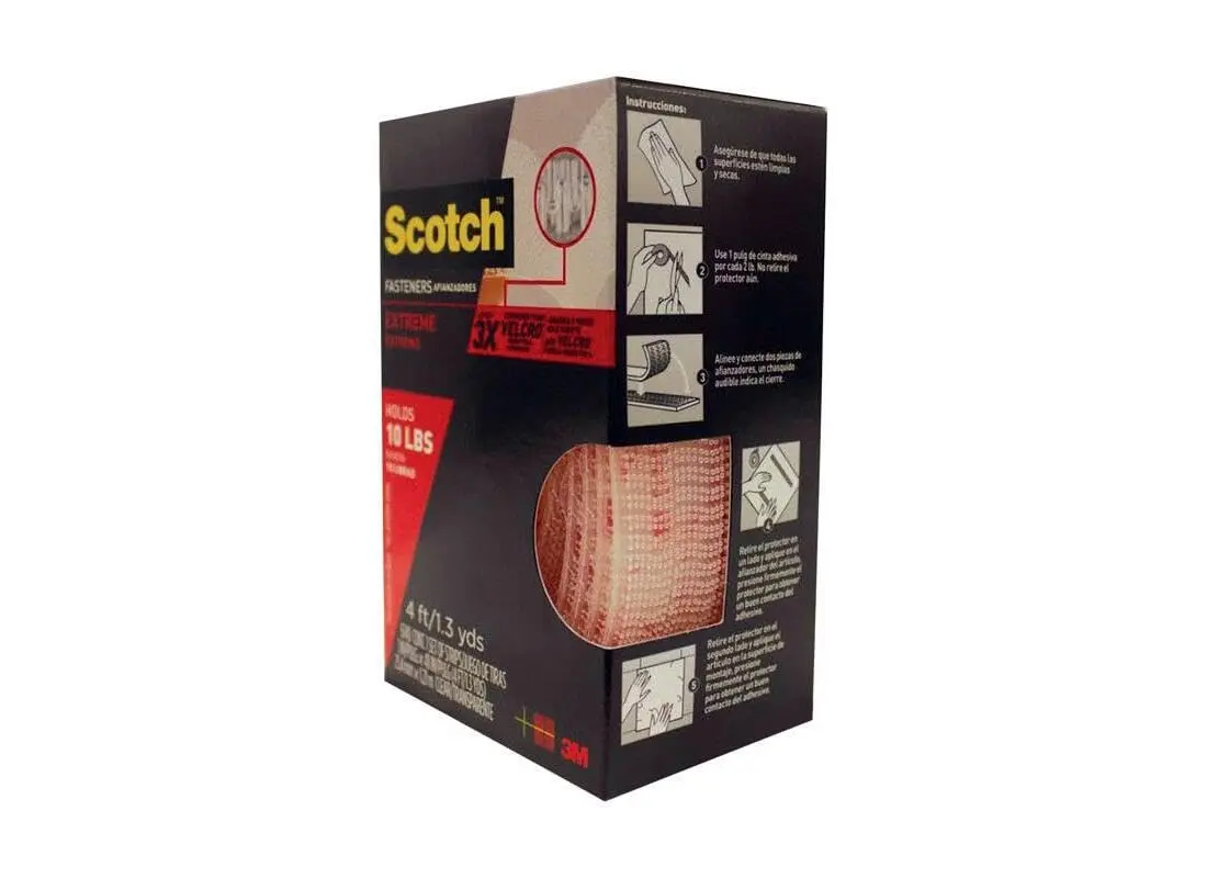 3M Scotch Extreme Fasteners Clear 1" x 48" (2-Pack) | Holds 10 lbs per set, Weather Resistant - view 5