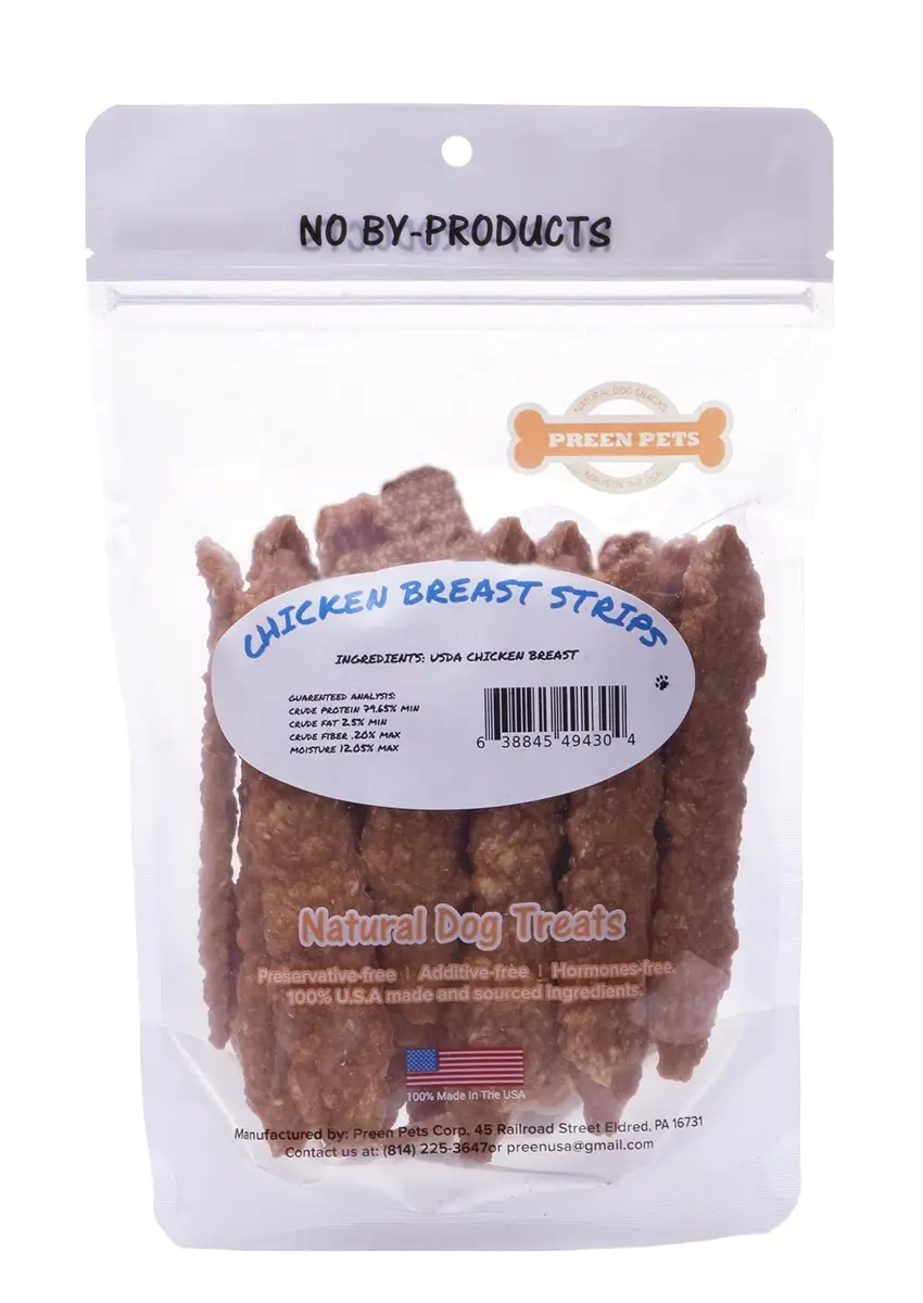 Preen Pets Chicken Breast Strips *Crunchy* Dog Treats – 100% USA Chicken Breast (1 Pound) | High Protein & All-Natural - view 2