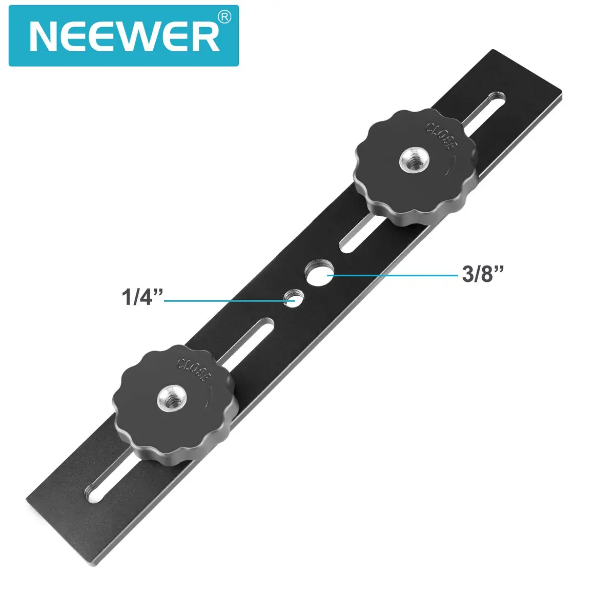 NEEWER 8"/20.3cm Dual Camera Mount Bracket with 1/4" & 3/8" Screws | Mount Two Cameras on Tripod - view 2