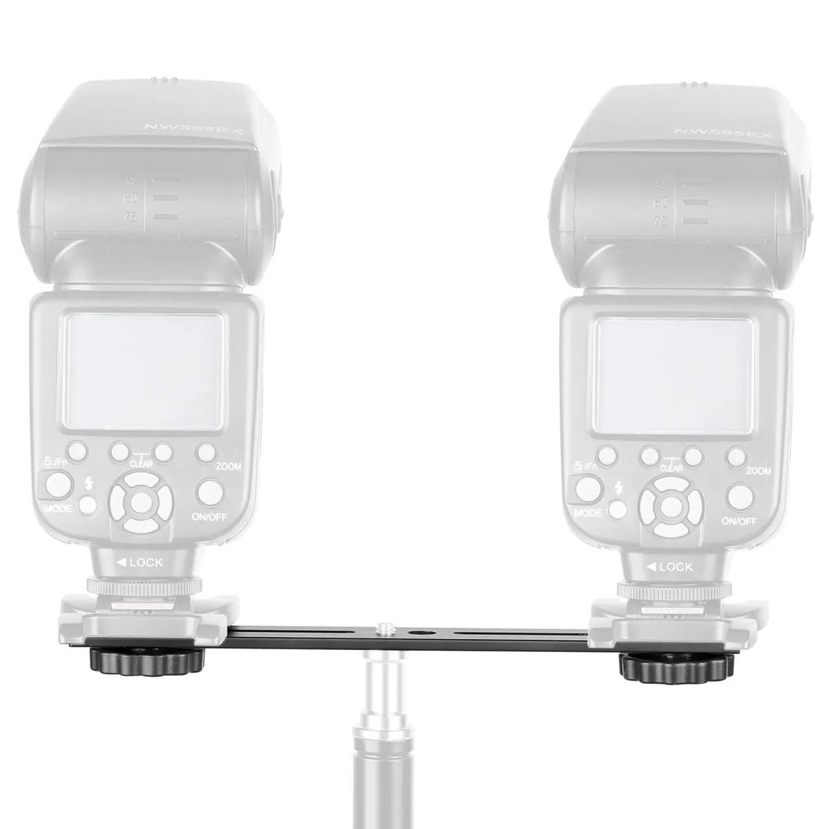 NEEWER 8"/20.3cm Dual Camera Mount Bracket with 1/4" & 3/8" Screws | Mount Two Cameras on Tripod - view 3