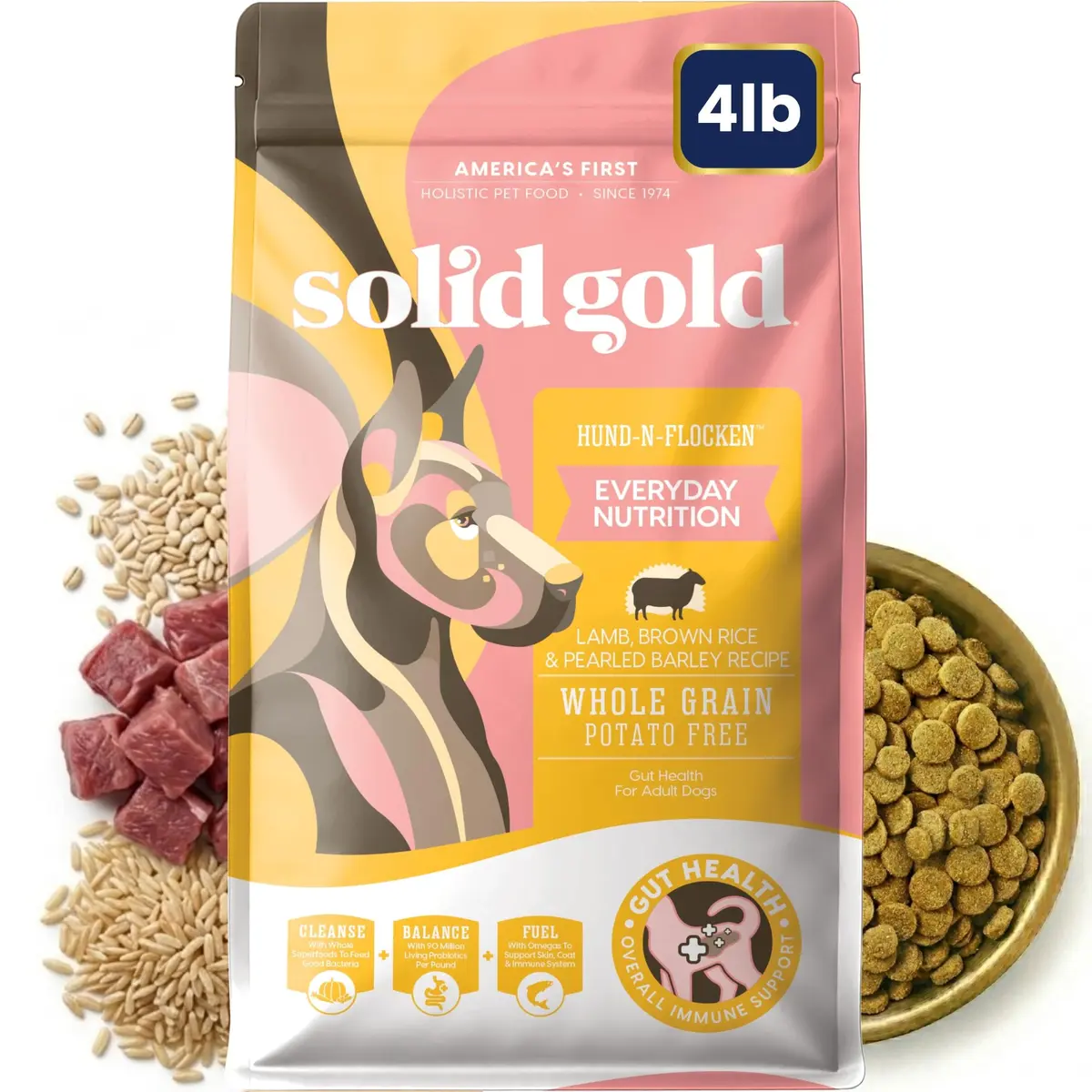 Solid Gold Lamb Dry Dog Food for Adult & Senior Dogs | High Protein with Probiotics (4LB) - main product image