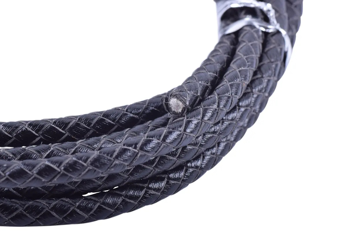 KONMAY 5mm (0.197 in) Black Braided Leather Bolo Cord 2 Yards | Genuine Cowhide for Jewelry Crafts - view 2