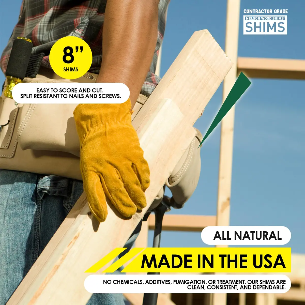 Nelson Wood Shims Contractor Grade 56 Count - 8 Inch Beddar Wood Shims | Leveling & Installation Aid - view 5