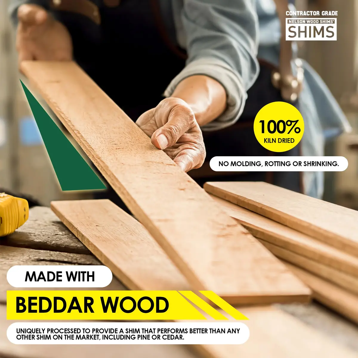 Nelson Wood Shims Contractor Grade 56 Count - 8 Inch Beddar Wood Shims | Leveling & Installation Aid - view 4