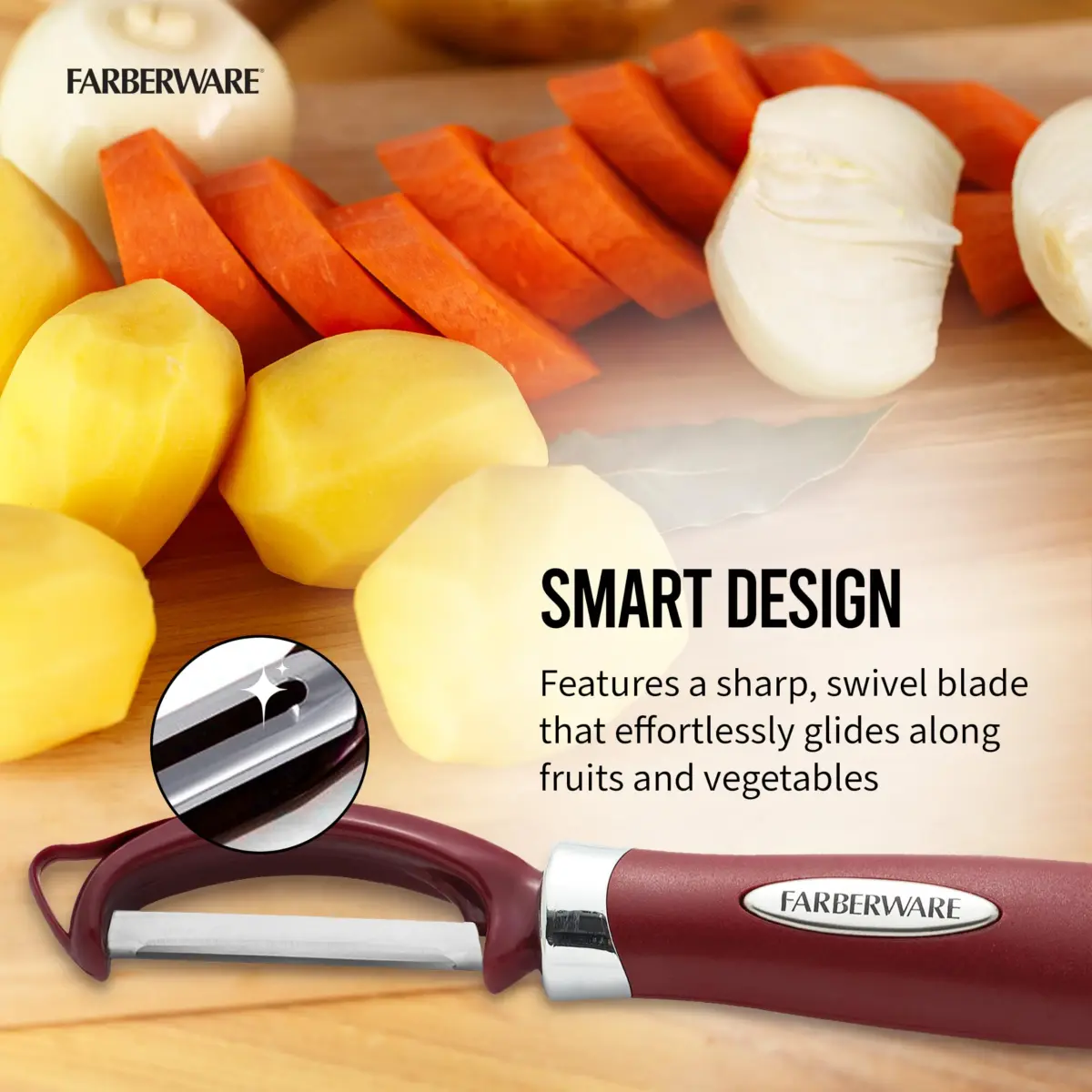 Farberware Professional Euro Vegetable Peeler with Ergonomic Handle, Red | 2.9cm (1.18in) x 19.8cm (7.87in) - view 4