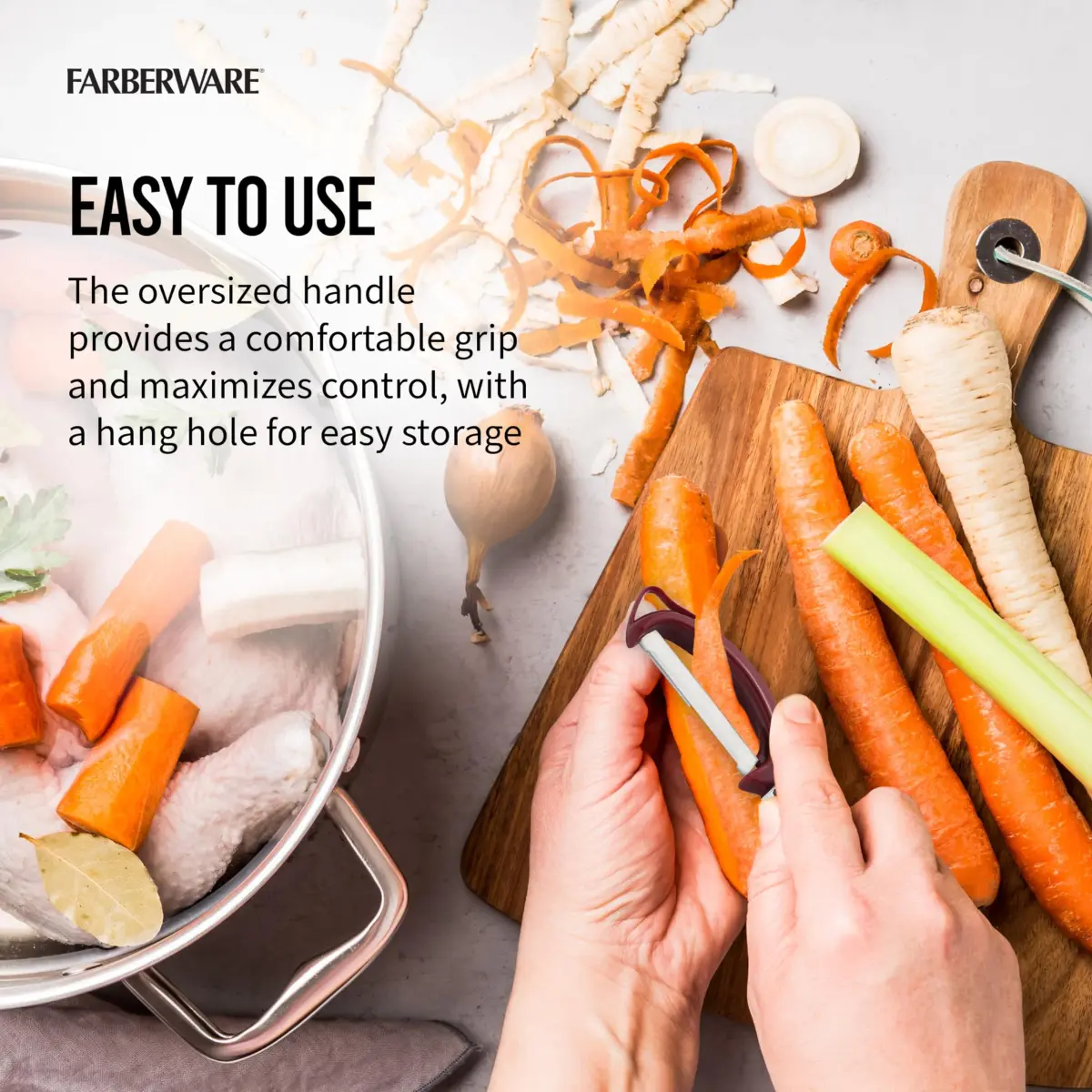 Farberware Professional Euro Vegetable Peeler with Ergonomic Handle, Red | 2.9cm (1.18in) x 19.8cm (7.87in) - view 5
