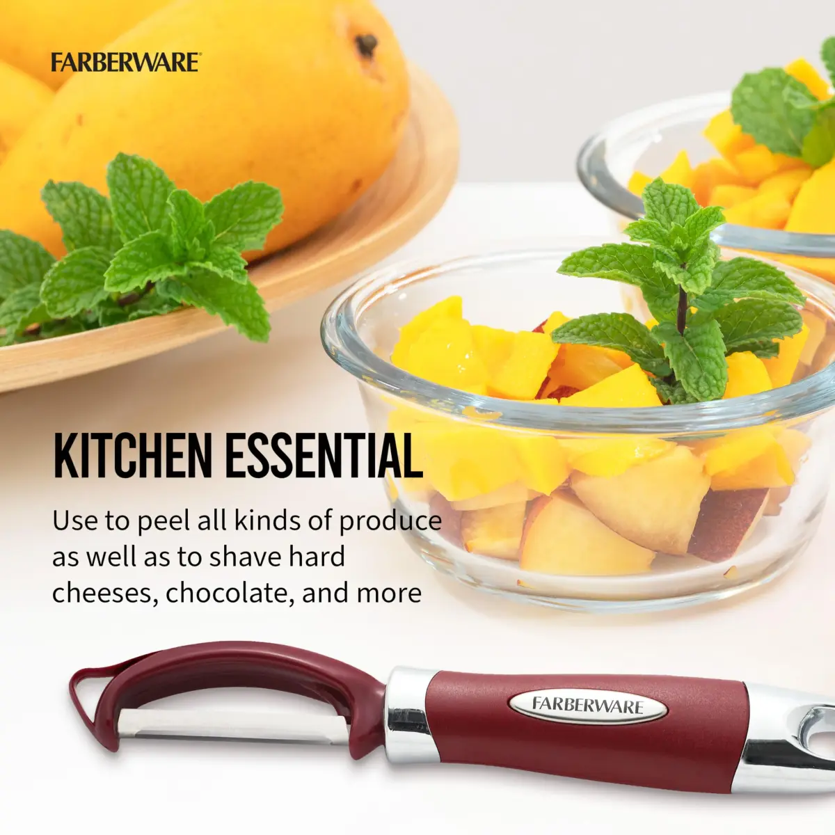 Farberware Professional Euro Vegetable Peeler with Ergonomic Handle, Red | 2.9cm (1.18in) x 19.8cm (7.87in) - view 3