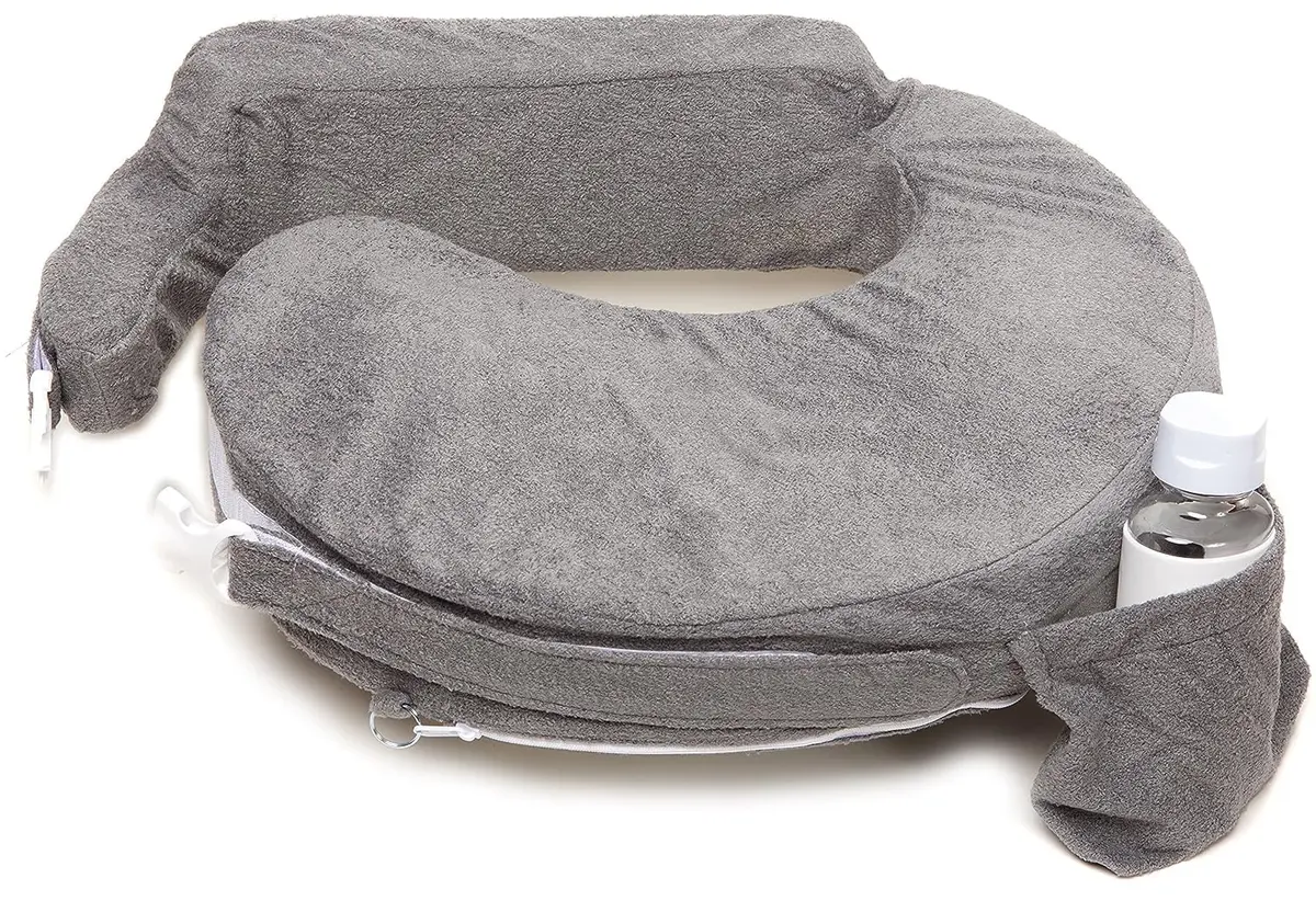 My Brest Friend Nursing Pillow - Deluxe - Enhanced Comfort w/ Slipcover - Ergonomic Breastfeeding Pillow For Ultimate Support For Mom & Baby - Adjustable Pillow W/ Handy Side Pocket, Evening Grey - main product image