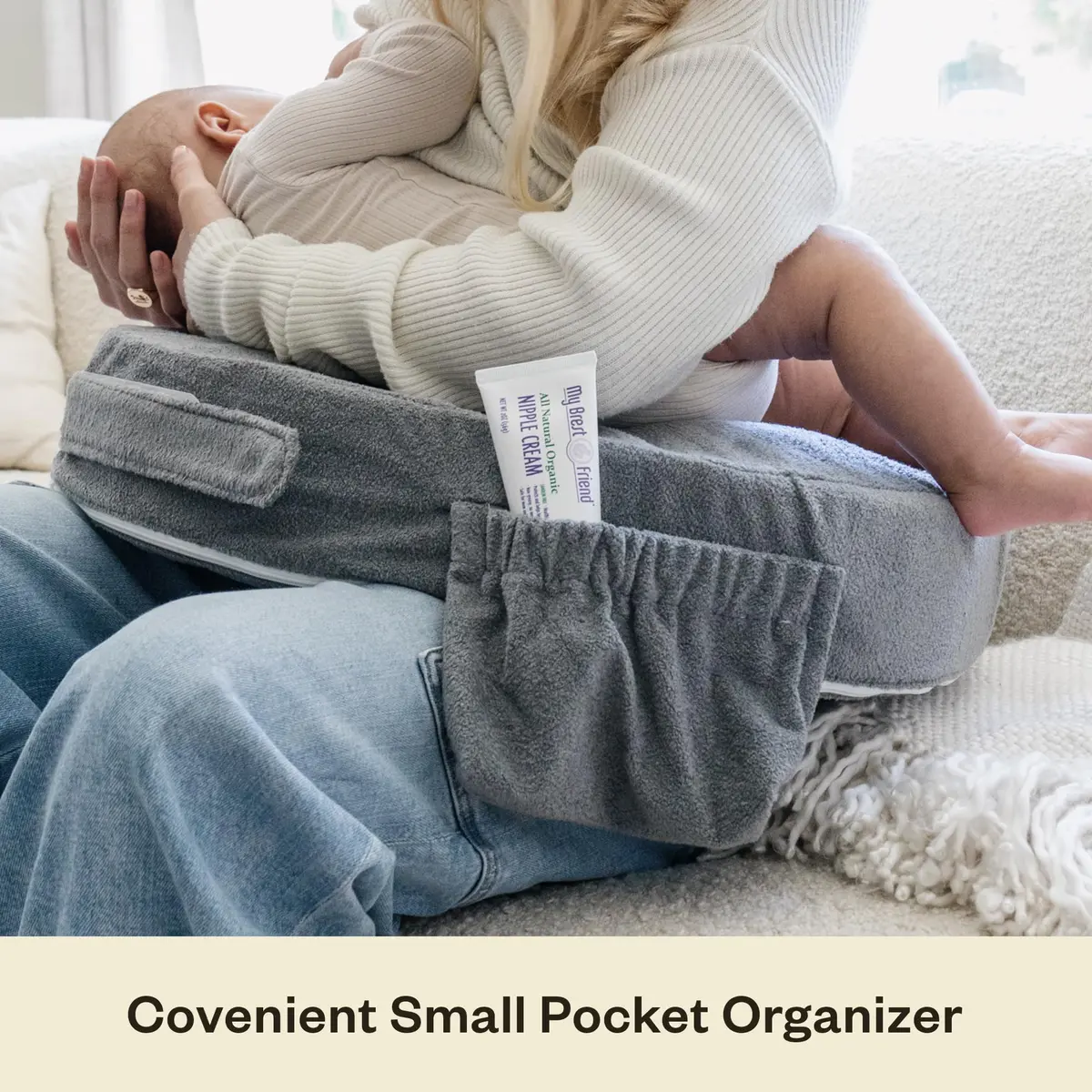 My Brest Friend Nursing Pillow - Deluxe - Enhanced Comfort w/ Slipcover - Ergonomic Breastfeeding Pillow For Ultimate Support For Mom & Baby - Adjustable Pillow W/ Handy Side Pocket, Evening Grey - view 2