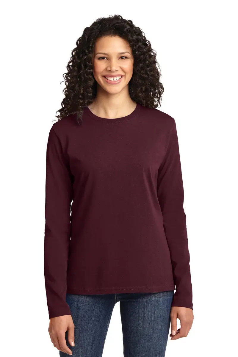 Port & Co Ladies Long Sleeve Core Cotton Tee 4XL Athletic Maroon | Feminine Fit, 100% Cotton, Classic Style - main product image
