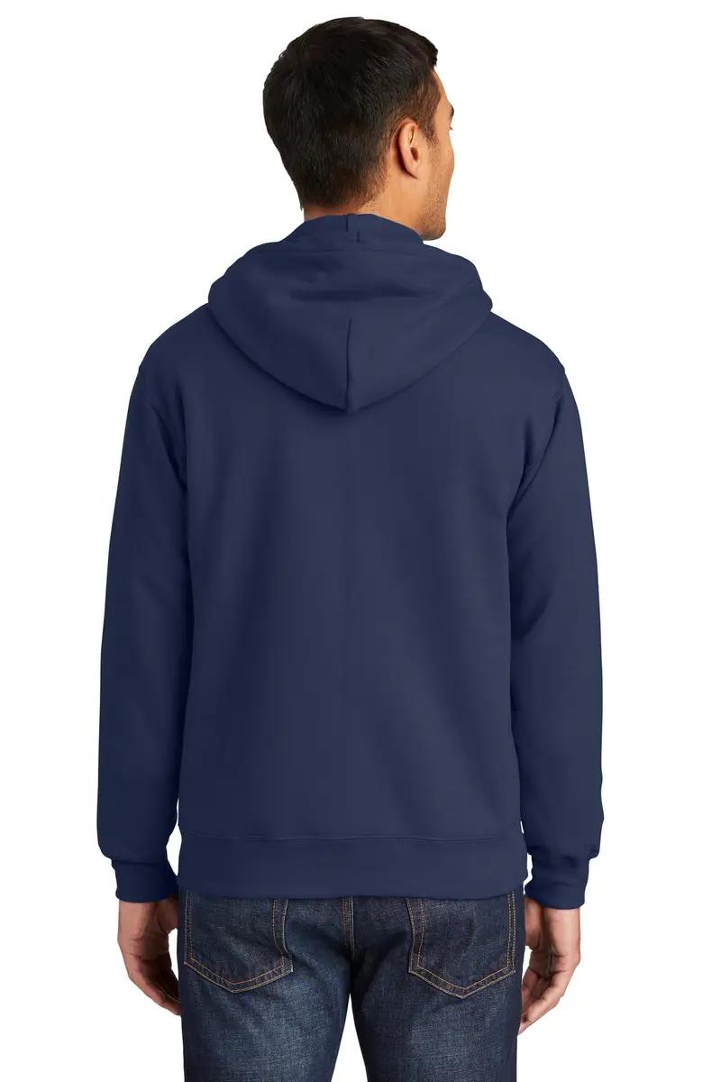 Port & Co Tall Essential Fleece Full-Zip Hooded Sweatshirt, Navy, LT | Extra Length, Cozy Midweight Fleece - view 4