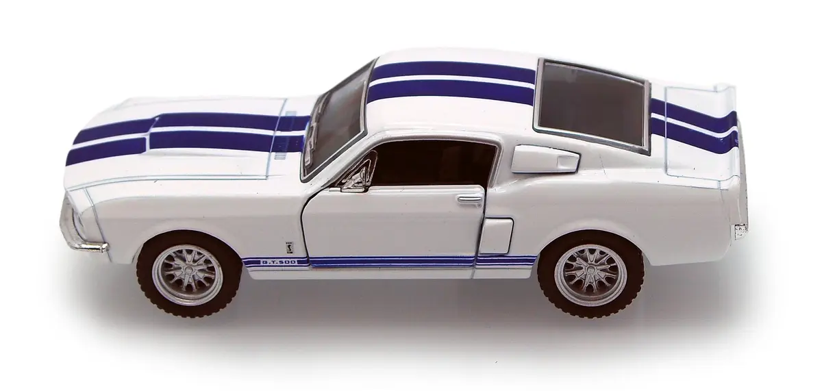 KiNSMART 1967 Ford Shelby Mustang GT500 1:38 Scale Die Cast Model Car (White) | Realistic Miniature Replica - main product image
