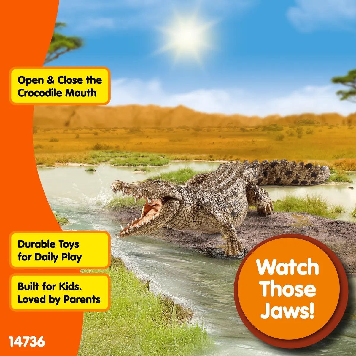 Schleich Wild Life Crocodile Toy Figurine with Movable Jaw | Realistic Animal Play for Ages 3+ - view 4
