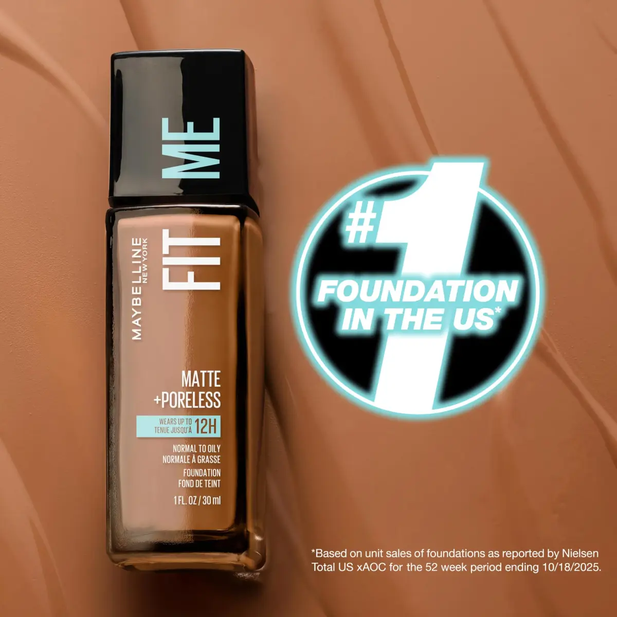 Maybelline Fit Me Matte + Poreless Foundation, 128 Warm Nude, 1 Fl Oz | Oil-Free, Pore Minimizing - view 4