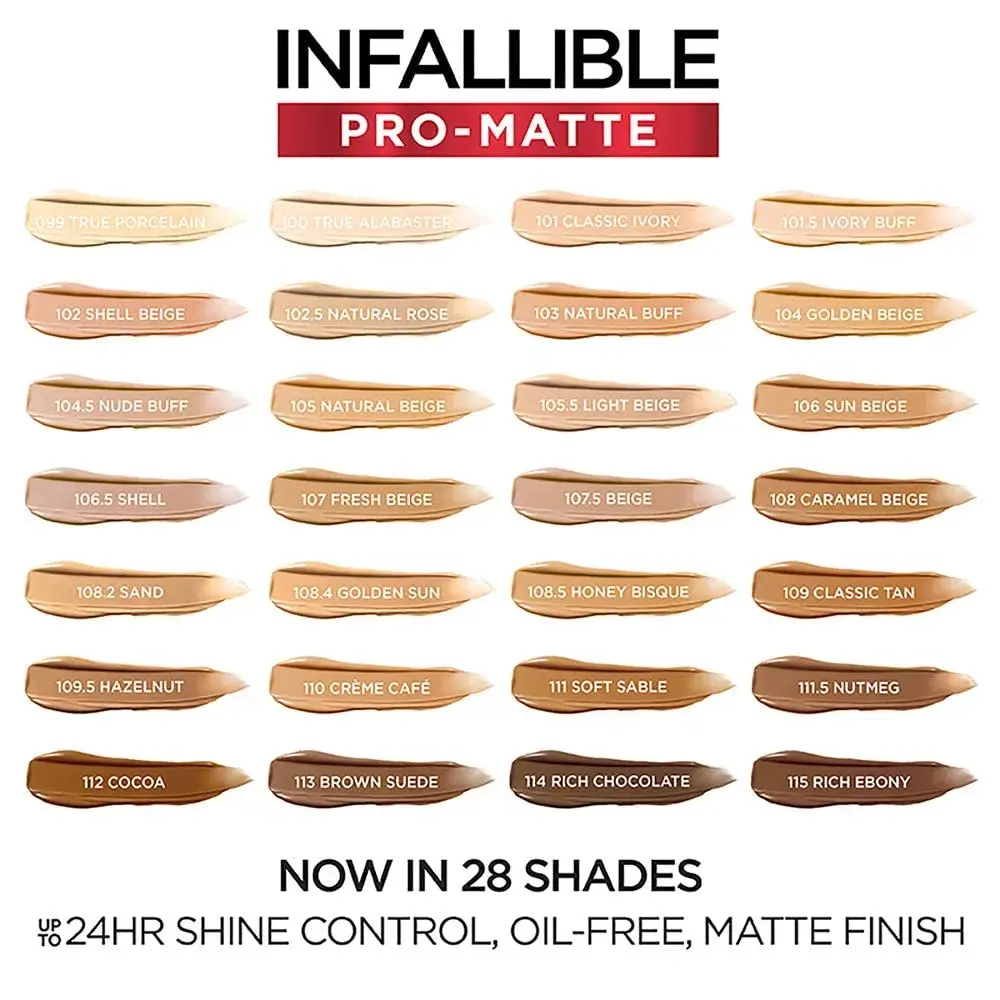 L'Oreal Paris Infallible Pro-Matte Liquid Foundation Créme Café 29.57ml (1 Fl Oz) | Demi-Matte Finish, Longwear - view 4