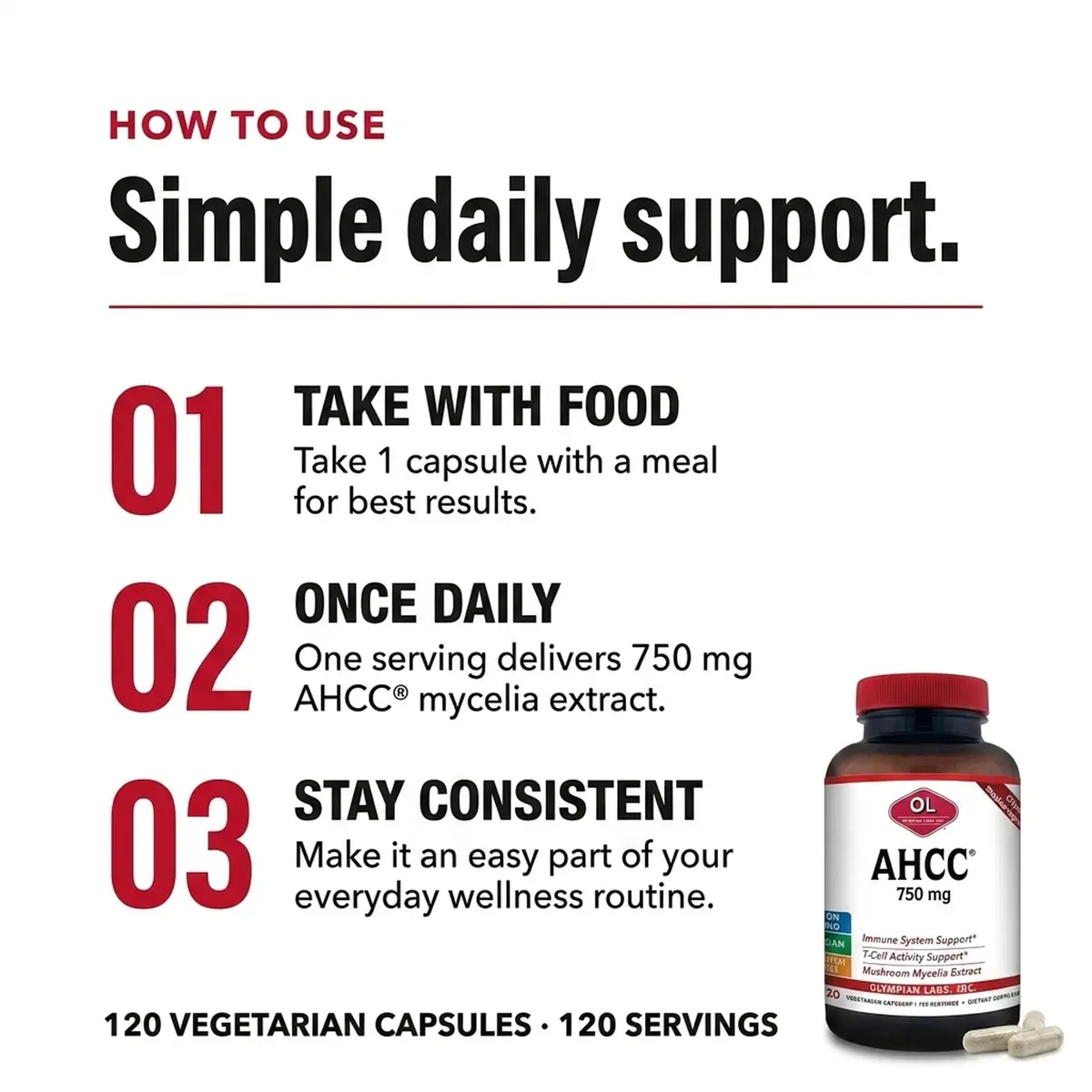 Olympian Labs Premium AHCC Supplement 750mg | Supports Immune & Liver Health - view 6