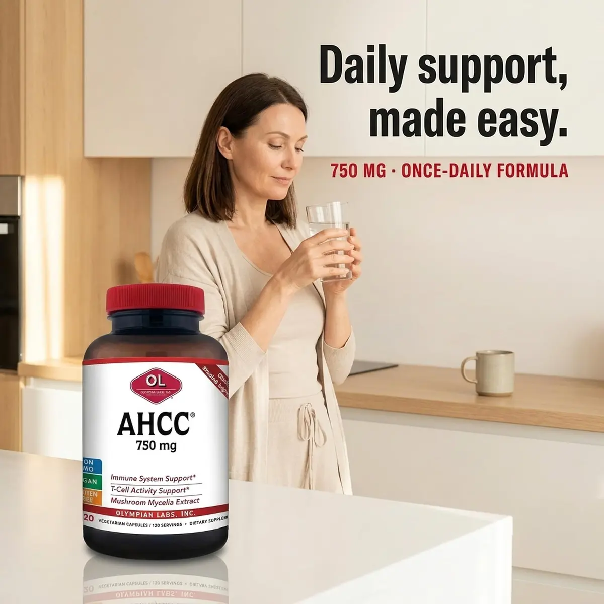 Olympian Labs Premium AHCC Supplement 750mg | Supports Immune & Liver Health - view 3